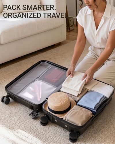 TAKUMI Suitcases with Wheels, Expandable Carry on Luggage, 3 Piece Set - color: Black, size: 20/24/28 Inch - 3-Piece Set