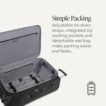 SwissGear Sion Softside Expandable Spinner Luggage Durable Lightweight Travel Suitcase, Black, Checked-Large - color: Black, size: Checked-Large