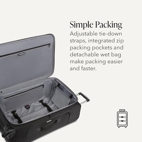 SwissGear Sion Softside Expandable Spinner Luggage Durable Lightweight Travel Suitcase, Black, Checked-Large - color: Black, size: Checked-Large