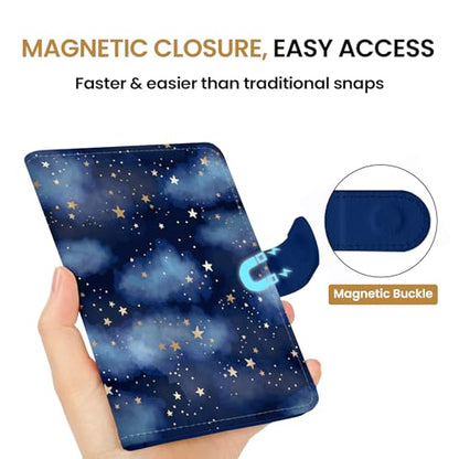 Passport Holder for Travel, RFID Blocking Wallet with Magnetic Closure - color: F-Star