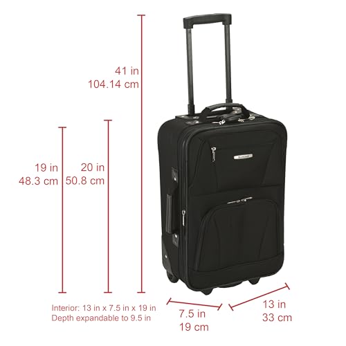 Rockland Fashion Softside Upright Luggage Set, Expandable, Black, 2-Piece (14/19) - color: Black, size: 2 Piece (19"/14" Tote)