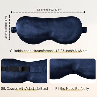 ZIMASILK Adjustable 100% 22 Momme Mulberry Silk Sleep Mask - color: Navy Blue