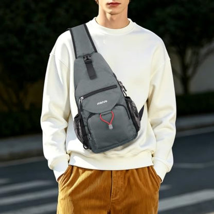 MOSISO Crossbody Sling Bag for Men, Sling Backpack Travel Hiking Daypack - color: Grey