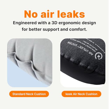 KEEK PillowO Travel Neck Pillow – Ultra-Light 82g, Packs Smaller Than a Passport, Perfect for Flights, Commuting & Camping - color: Charcol, Grey