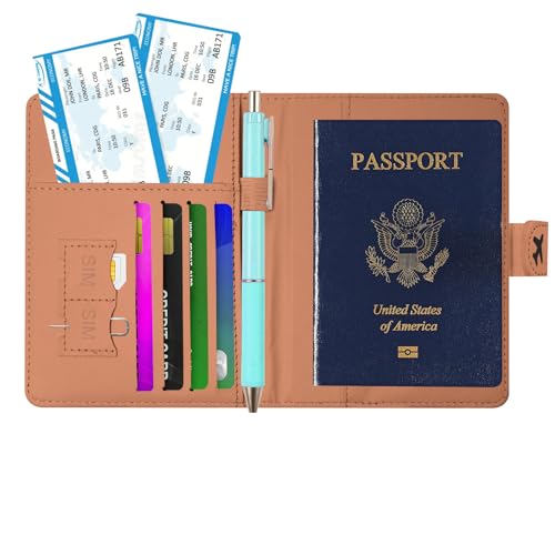 Passport Holder, Cute Travel Wallet Cover with RFID Blocking,Leopard - color: J-Leopard