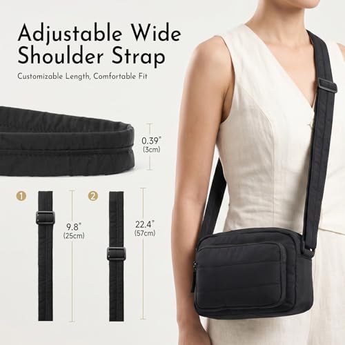 Crossbody Bag for Women, Multi Pockets Puffer Small Shoulder Handbag with RFID Blocking for Travel - color: Light Gray
