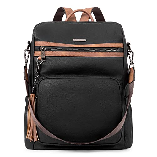 CLUCI Vegan leather Backpack for Women - color: Black With Brown