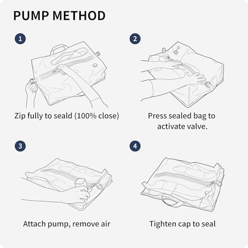 Vacuum Seal Bags for Travel with Pump, Navy, 20+20+28 - color: Navy, size: Fits 26-28 in suitcase