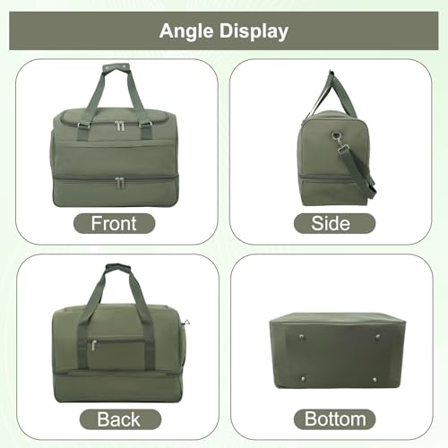 Travel Duffle Bag for Women, Carry-On Weekender with Shoe Compartment - color: Green