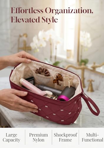 TeeYee Hair Tools 다이슨 에어랩 퀼트 세면도구 가방용 여행 가방 - color: 와인보우