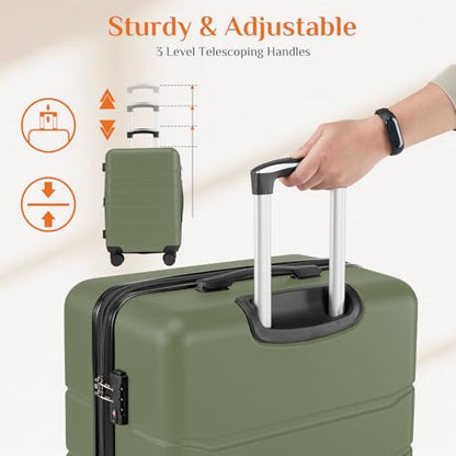 Sweetcrispy 20 Inch Carry On Luggage, Suitcase with Spinner Wheels - color: Green, size: 20 Inch