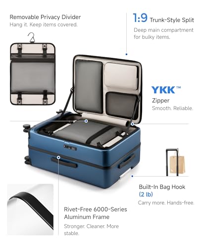LUGGEX Top Opening Trunk Luggage, Aluminum Frame, Blue, 26" - color: Blue, size: 26 Inch Aluminum