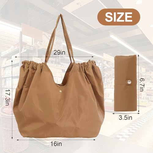 Reusable Grocery Bags,Reusable Shopping Bags,Folding Bags Totes,Stretchable and shrinkable shopping bag for Groceries - color: Khaki