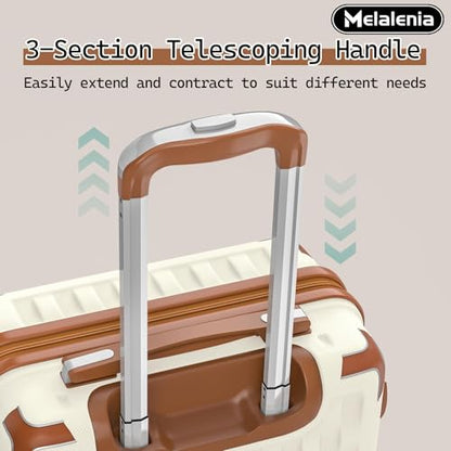 Melalenia Luggage Sets 7 Piece Hard Shell Carry on Suitcase with Spinner Wheels and TSA Lock, Lightweight Travel Duffel Bag for Women, Beige Brown - color: Beige Brown, size: 7 Piece Set(DB/TB)