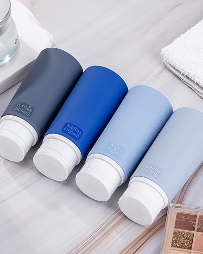 TakeToday Travel Bottles for Toiletries 3.4oz 4 Pack, TSA Leak Proof, Blue - color: Blue