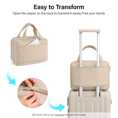 Hanke Hanging Travel Toiletry Bag with Jewelry Organizer, Apricot - color: Apricot