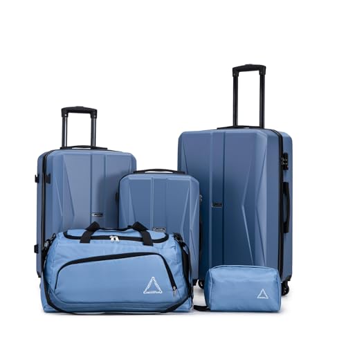 20/24/28 Inch Hardshell Suitcase Set, ABS Luggage Set with TSA Lock 5 Piece - color: Blue