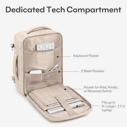 mibasies 30L Airline Approved Travel Carry On Backpack, fit 17" Laptop - color: Beige, size: X-Large