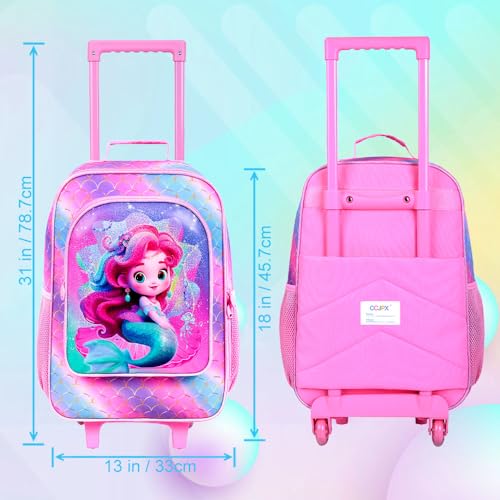 Kids Luggage Girls Suitcase 18", 2PCS Carry-on Set Princess Mermaid - color: Mermaid Pink 02