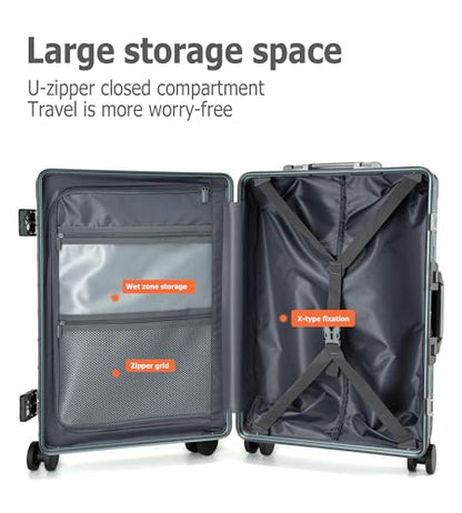 feilario PC Hardside Carry On Luggage, Aluminum Frame, TSA Lock, Cup Holder - color: A5-Forest Green (zipperless closure), size: 22.5"