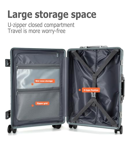 feilario PC Hardside Carry On Luggage, Aluminum Frame, TSA Lock, Cup Holder - color: A5-Forest Green (zipperless closure), size: 20.8"
