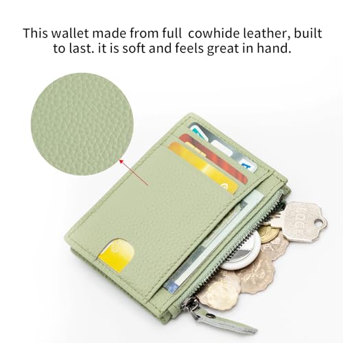 Slim Wallet for Women Small Leather RFID Blocking Credit Card Holder Minimalist Wallet with Coin Purses & Pouches,S Light Green - color: S Light Green