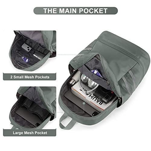 coofay Gym Backpack For Women, Gym Bag with Shoe Compartment - color: A-olive Green, size: Small