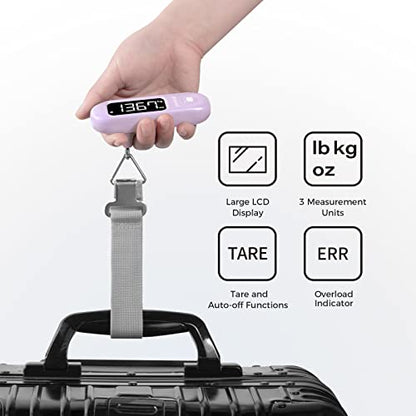 pack all Digital Luggage Scale for Travel, 110Lbs Capacity, 0.1Lb Precision - color: Purple