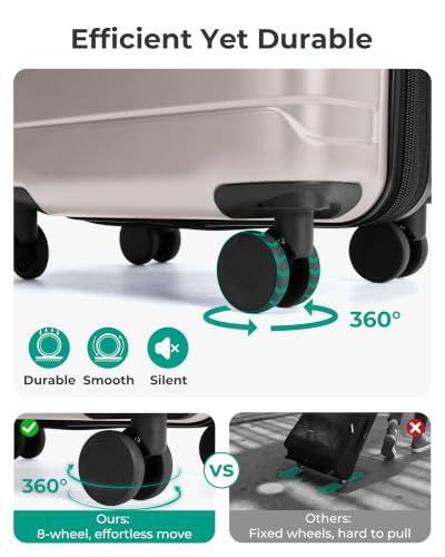 BAGSMART Carry-On Luggage 20" Expandable Spinner 22x14x9,Camel - color: Camel
