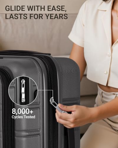 TAKUMI Suitcases with Wheels, Expandable Carry on Luggage, 3 Piece Set - color: Grey, size: 20/24/28 Inch - 3-Piece Set