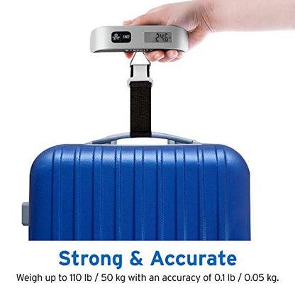 Etekcity Luggage Scale, Travel Essentials, Digital Suitcase Weight Scales for Travel Accessories, Hanging Baggage Scale with hook, 110 Pounds, Battery Included, Silver - color: Ash Silver