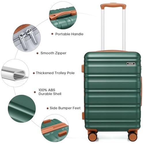 7 Piece luggage sets with YKK Zipper 20/24/28" with Backpack - color: Army Green, size: 7 piece set (20/24/28inch)