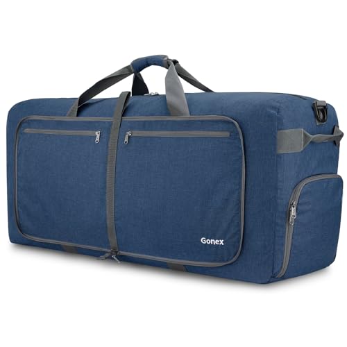 Gonex 150L Foldable Travel Duffle Bag with Shoe Compartment, Lightweight - color: Dark Blue, size: 150L