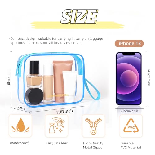 Icramsy Clear Makeup Bag,2 Pack TSA Approved Toiletry Bag for Women & Men - color: Blue