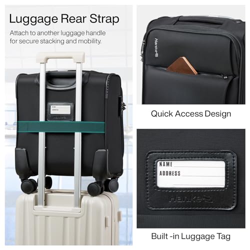 Hanke Underseat Carry On Luggage with Wheels, Small Suitcase, Rolling Bag - color: Black, size: 16 Inch Underseat