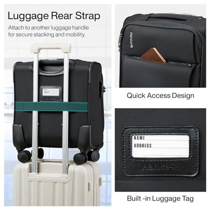 Hanke Underseat Carry On Luggage with Wheels, Small Suitcase, Rolling Bag - color: Black, size: 16 Inch Underseat