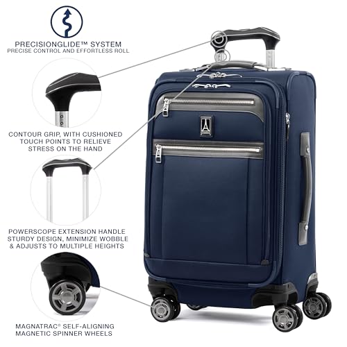 Travelpro Platinum Elite Carry-On Luggage Spinner, Navy, 21-Inch - color: Dark Blue, size: Carry-On 21-Inch