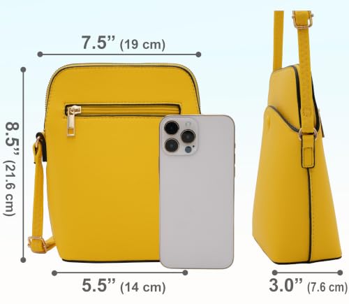Solene Small Crossbody Bag with Gold Hardware, Mini Shoulder Purse with Adjustable Strap - color: Yellow