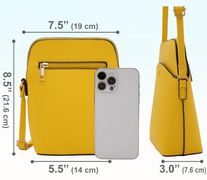 Solene Small Crossbody Bag with Gold Hardware, Mini Shoulder Purse with Adjustable Strap - color: Yellow
