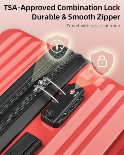 Checked Luggage, 24 Inch Expandable with Spinner Wheels, TSA Lock, Lightweight Travel Suitcase with Large Capacity - color: Ruby Red, size: 24inch