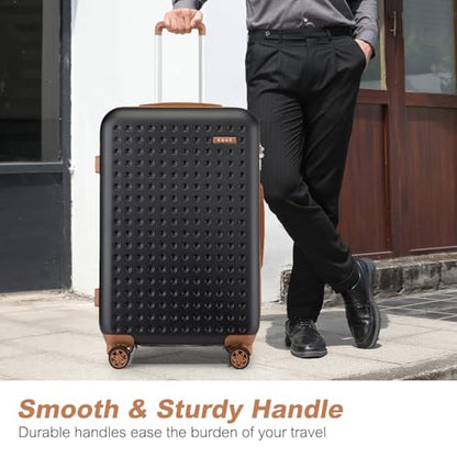 Kono 28 Inch Hard Shell Checked Luggage, 4 Spinner Wheels Suitcase, Black - color: Black, size: Checked-Large 28-Inch