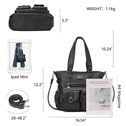 KL928 Large Purses for Women Shoulder Bag Tote Handbags Stylish Vegan Leather Hobo Bags Ladies, A-Black-4 - color: 01-charcoal Gray