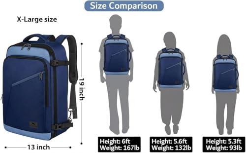 MATEIN Expandable Travel Backpack, Large Capacity Carry on Backpack for Men - color: Grey Blue, size: X-Large