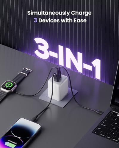 wegear 100W USB C Charger Block, 3-Port Wall Charger Fast Charging - color: White