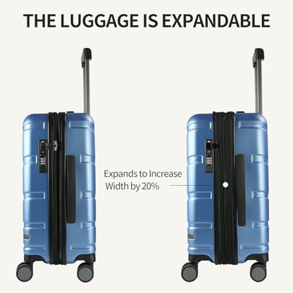 VANKEAN 20" Expandable Hardshell Spinner Carry-On with TSA Lock Approved - color: Light Blue