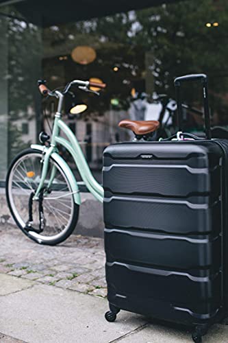 Samsonite Omni PC Hardside Expandable Luggage with Spinner Wheels, Checked-Medium 24-Inch, Black - color: Black, size: Checked-Medium 24-Inch