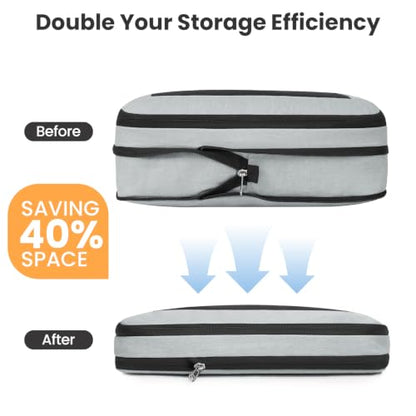 BAGAIL Compression Packing Cubes for Travel Essentials, 8 Set-Gray - color: Gray, size: 8 Set