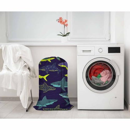 Swono Sharks Laundry Bags 28" x 40", Underwater Sea Life Pattern Versatile - Multi Use, Football Grid Oxford Cloth, Colorful - color: Sharks