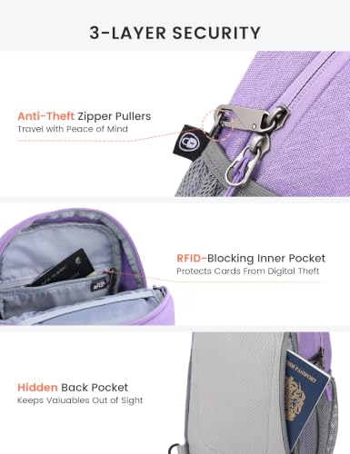 SKYSPER Sling Bag RFID Cross Body Bag Anti Theft Crossbody Backpack Travel Shoulder Daypack(Purple) - color: Purple