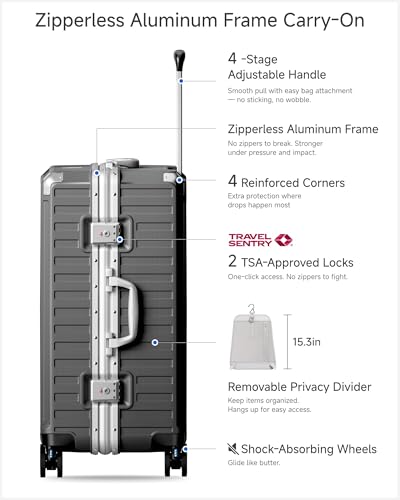LUGGEX 24 Inch Zipperless Checked Luggage, Charcoal Metallic - color: Charcoal Metallic, size: 24 Inch